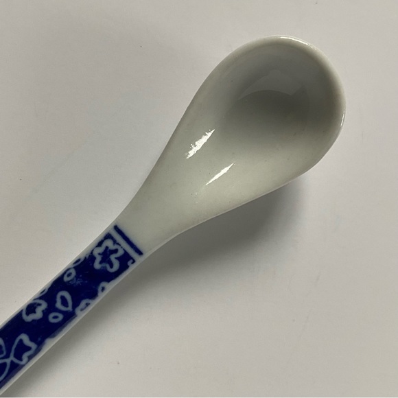 St. Dalfour Porcelain Spoon Blue White Jam Condiment Sugar 7.25" French Pottery - Picture 2 of 13